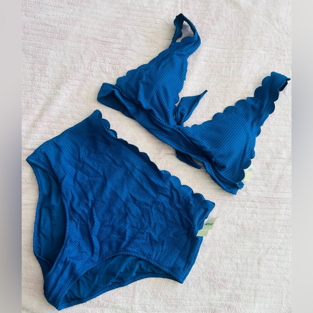 Aerie Vibrant Blue Scalloped Bikini